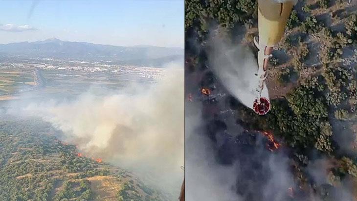 İzmir’de çıkan orman yangınına havadan ve karadan müdahale ediliyor
